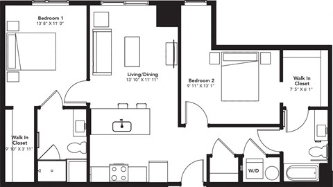 a floor plan of a home with a bedroom and a living room